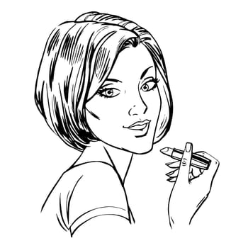 Makeup woman lipstick lipstick line art beauty girl