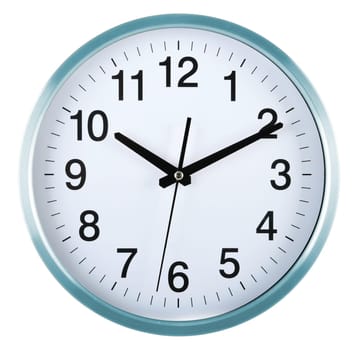 Wall clock isolated on white background. Ten past ten