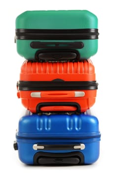 Travel suitcases isolated on white background.