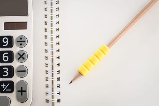 Open blank notebook with pencil, stock photo
