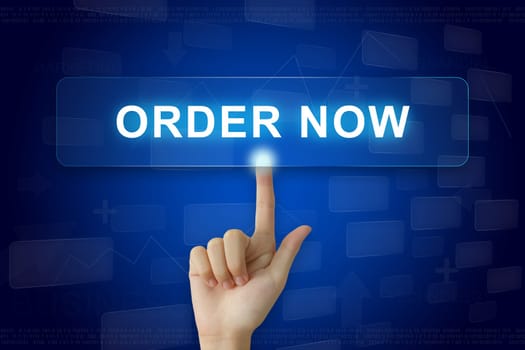 hand press on order now button on virtual screen