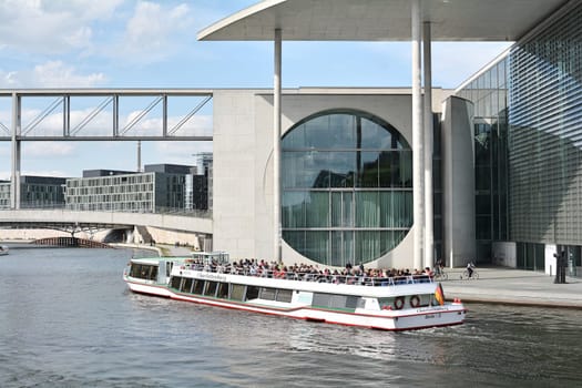Excursion ship with tourists on the Spree in Berlin