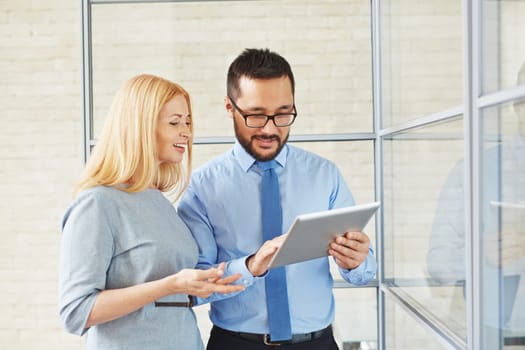 Manager using modern technologies in work