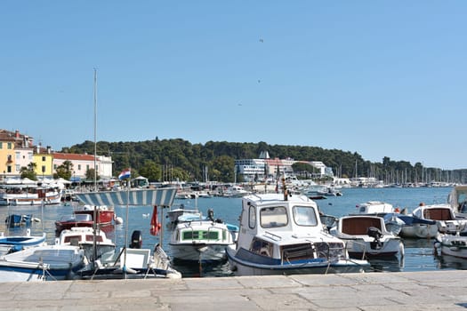 Promenade at the port of Rovinj in Croatia