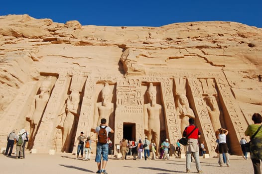 The small temple (Nefertari's temple) at Abu Simbel , Egypt. Photo taken on February 24, 2007.