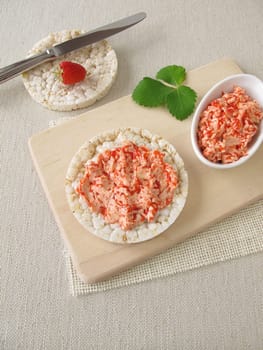 Rice waffles with strawberry butter