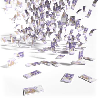 Money rain from 20 Swedish crowns bills