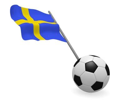 Soccer ball with the flag of Sweden on a white background