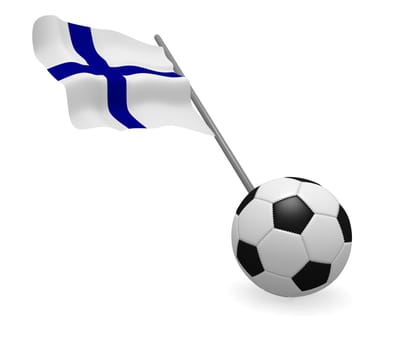 Soccer ball with the flag of Finland on a white background