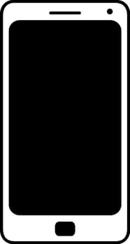 Simple white smartphone with empty ehite screen, vector graphic, element of infographics, webdesign icon, fully scalable