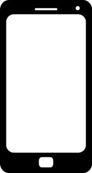 Simple black smartphone with empty white screen, vector graphic, element of infographics, webdesign icon, fully scalable