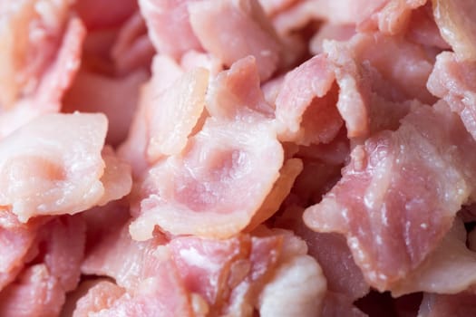 Sliced Bacon in a pile Close Up