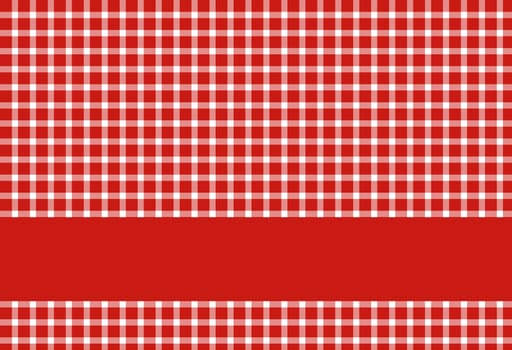 Tablecloth red white checkered with stripes for text