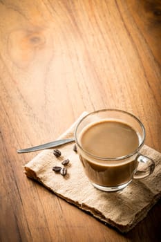 Coffee cup and coffee beans, vintage style