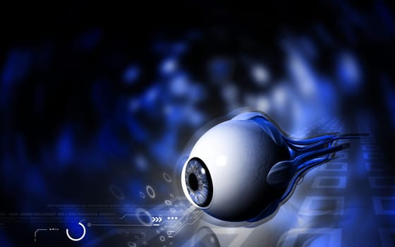 Digital illustration of eye in colour background