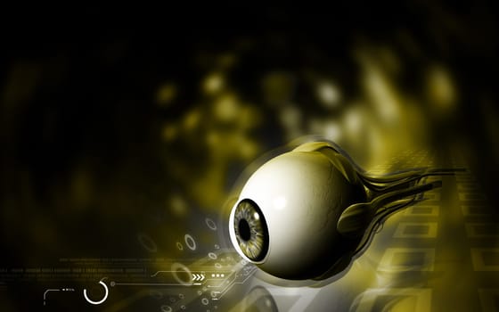 Digital illustration of eye in colour background