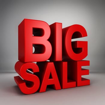 Big sale. 3d illustration on gray background
