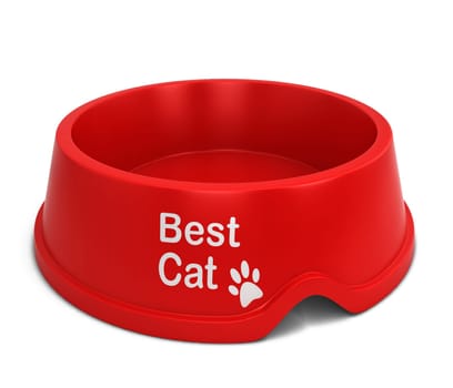 Best cat bowl. 3d illustration isolated on white background