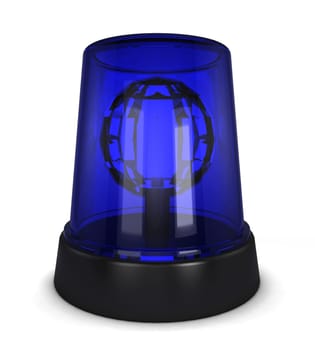 Blue siren. 3d illustration isolated on white background