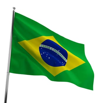 Brazil flag. 3d illustration isolated on white background