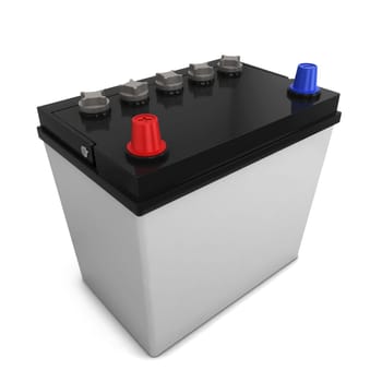 Car battery. 3d illustration isolated on white background