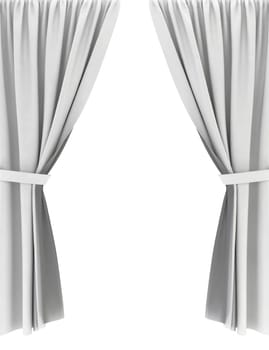 White curtains. 3d image isolated on white background