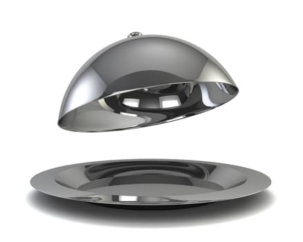 Silver cloche. 3d illustration isolated on white background