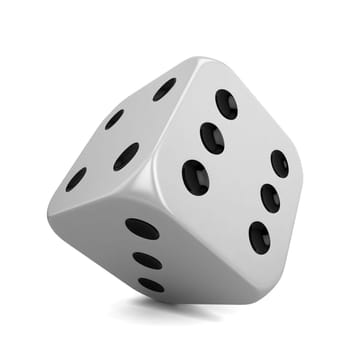 Single dice. 3d illustration isolated on white background
