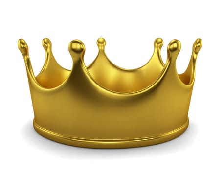 Golden crown. 3d image isolated on white background