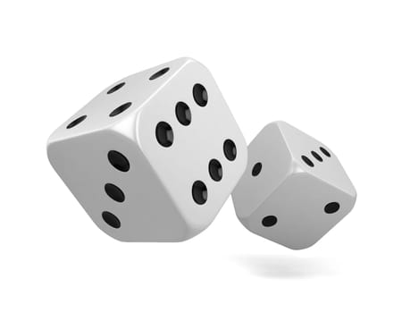 Two dices. 3d illustration isolated on white background