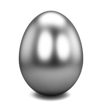 Silver egg. 3d illustration isolated on white background