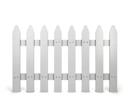 White fence. 3d illustration isolated on white background