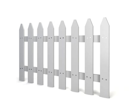 White fence. 3d illustration isolated on white background