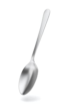 Steel spoon. 3d illustration on white background