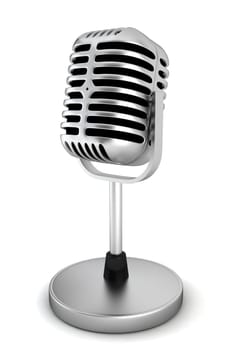 Retro microphone. 3d illustration on white background