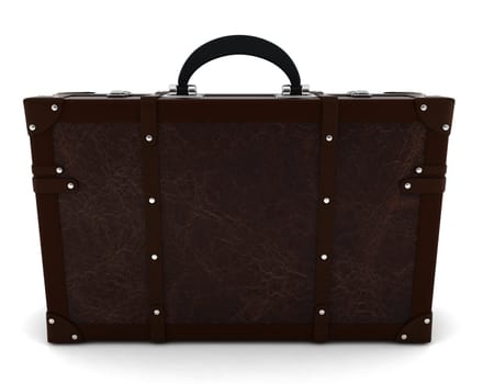 Vintage travel suitcase. 3d illustration on white background
