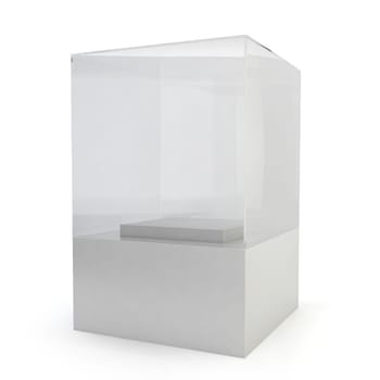 Glass display. 3d image isolated on white background