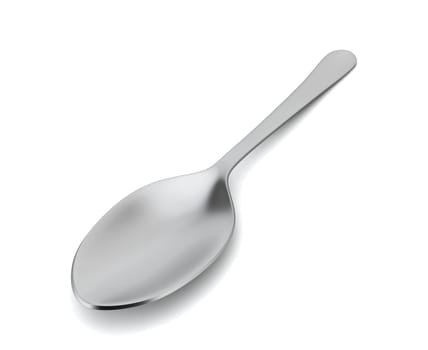 Steel spoon. 3d illustration on white background