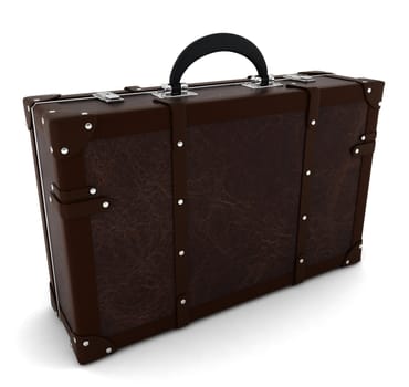 Vintage travel suitcase. 3d illustration on white background