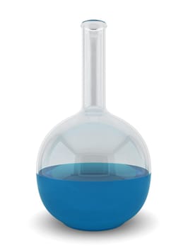 Test tube with liquid inside. 3d illustration on white background