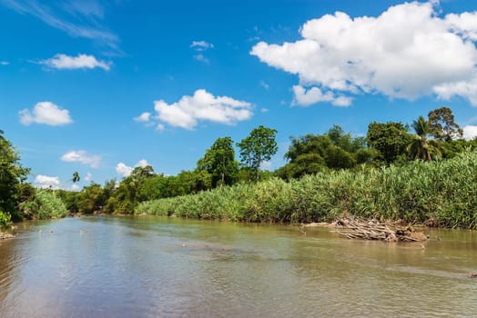 The river and blue sky with cloud