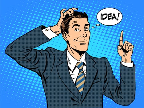 Creative business people from a businessman idea. The man at work. Retro style pop art