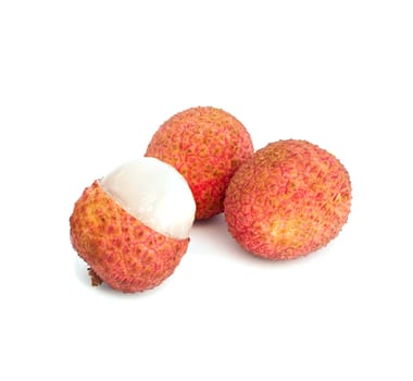 Ripe fruit of the litchi against isolated on white background