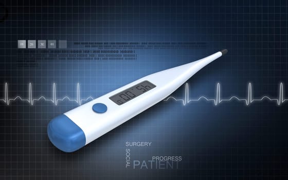 Digital illustration of thermometer in color background