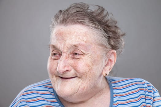 Closeup portrait of an elderly woman