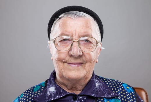 Closeup portrait of an elderly woman