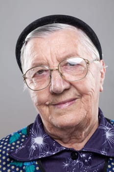 Closeup portrait of an elderly woman