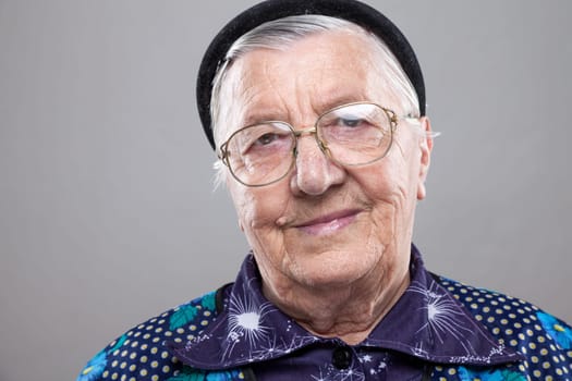 Closeup portrait of an elderly woman