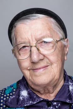 Closeup portrait of an elderly woman