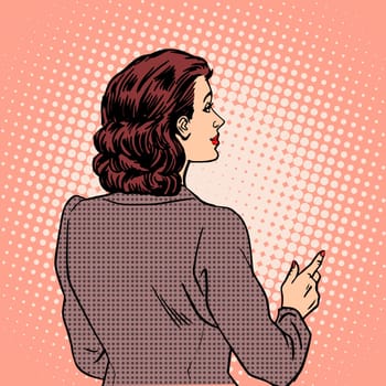 Woman autumn clothes back retro style pop art